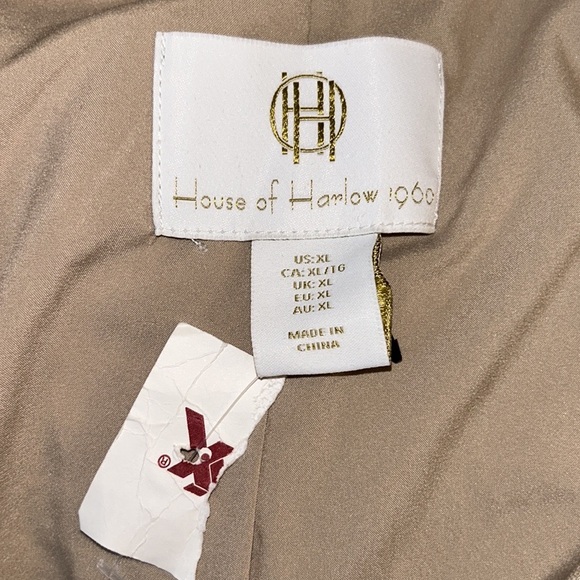 NWT House of Harlow 1960 Khaki Tan Double Breasted Gold Button Blazer - XL - Picture 8 of 10